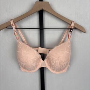 NEW Victoria's Secret Very Sexy Lace Demi Bra 32DD Lightly Lined Underwire Pink